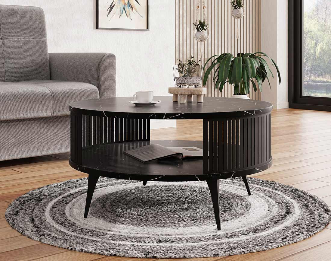 Table basse effet marbre noir 75 cm Forini