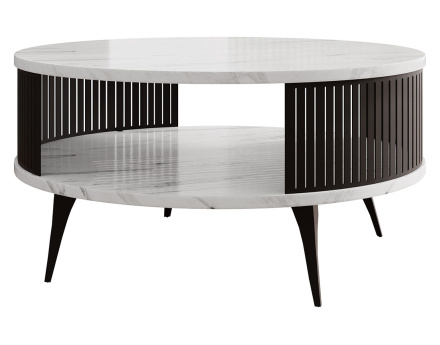 Table basse effet marbre blanc 1 niche 75 cm Forini