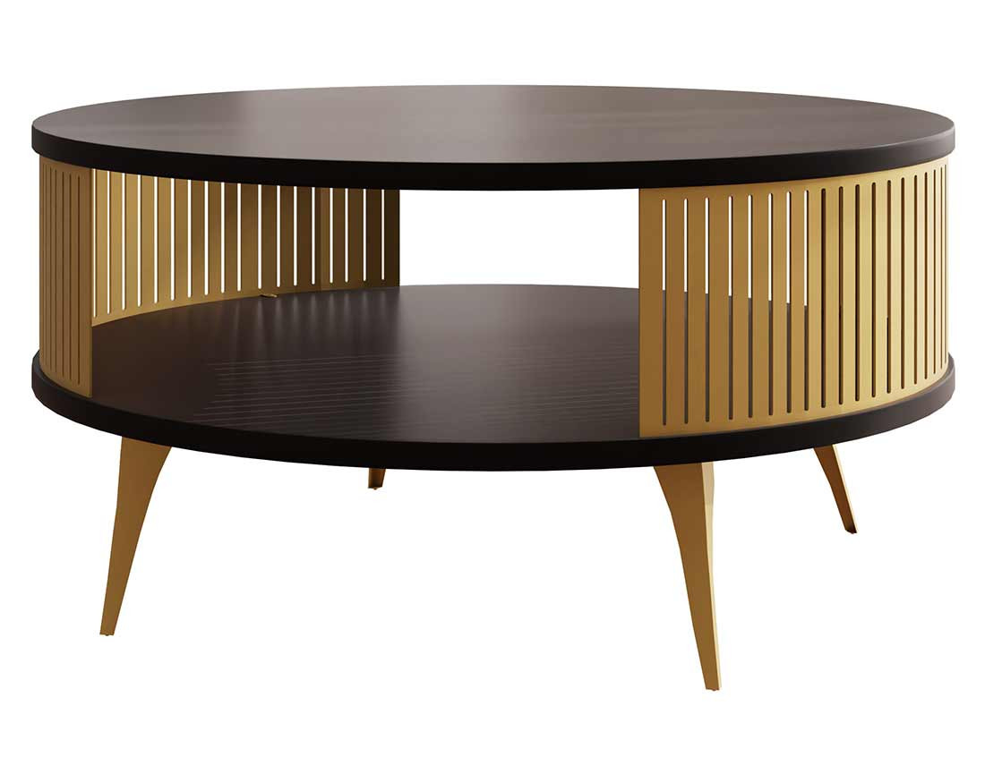 Table basse noir et doré 1 niche 75 cm Forini