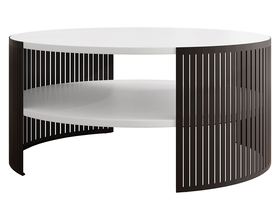 Table basse blanc et noir 1 niche 75 cm Cruz