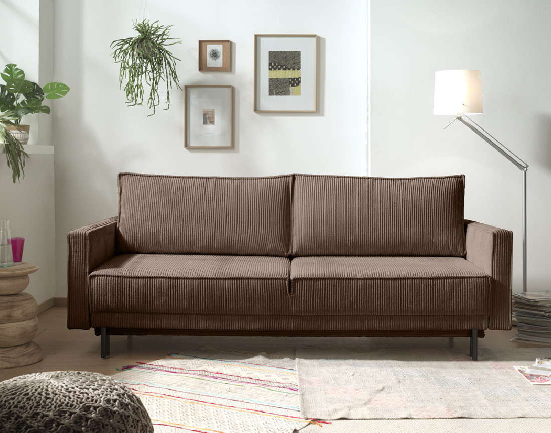 Canapé 3 places convertible avec coffre en velours côtelé Charlie