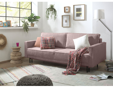 Canapé 3 places convertible avec coffre en velours côtelé Charlie