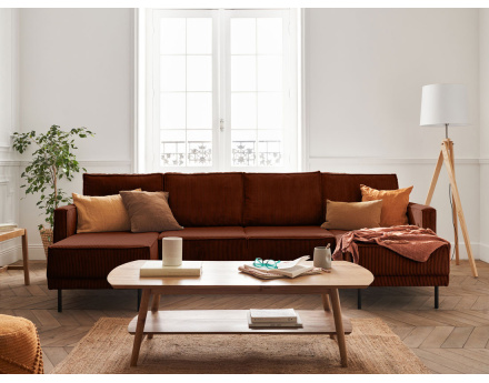 Canapé panoramique convertible avec coffre en velours côtelé 7 places Charlie