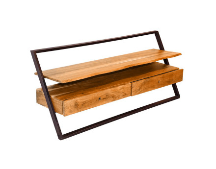 Meuble TV bois et noir 140 cm Goa
