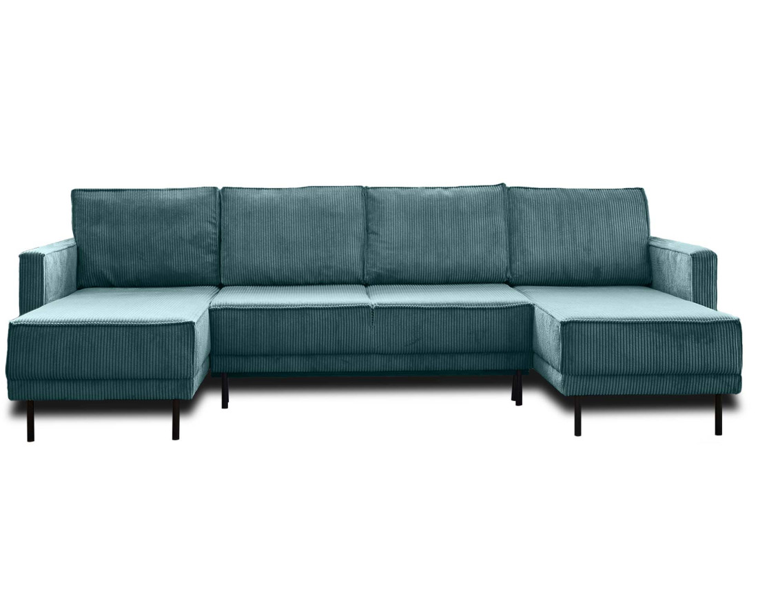 Canapé panoramique convertible avec coffre en velours côtelé 7 places Charlie