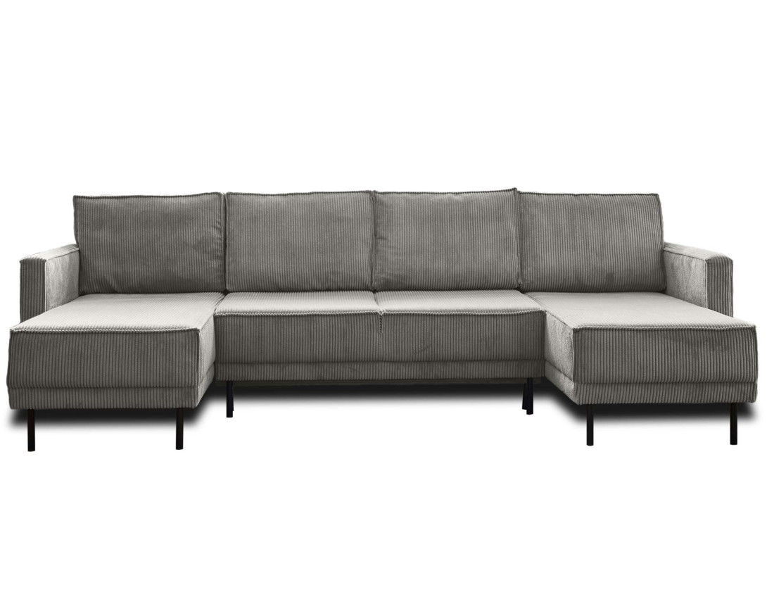 Canapé panoramique convertible avec coffre en velours côtelé 7 places Charlie