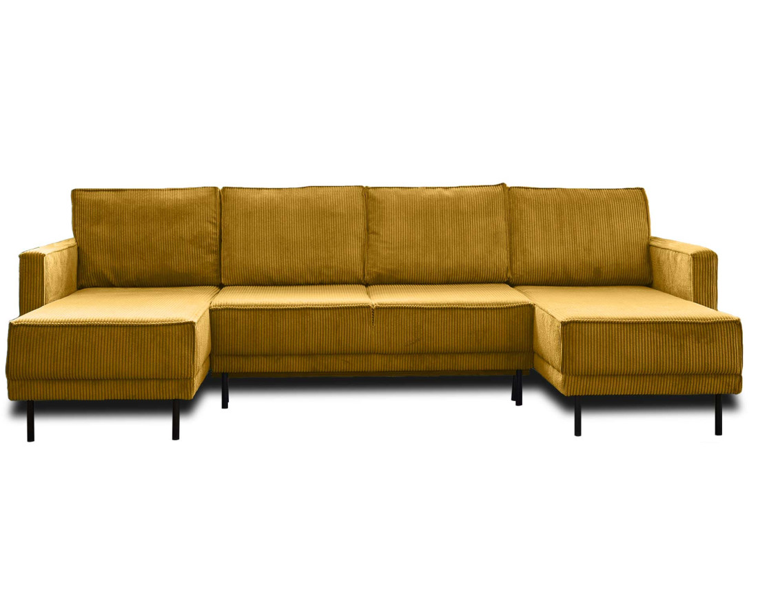 Canapé panoramique convertible avec coffre en velours côtelé 7 places Charlie