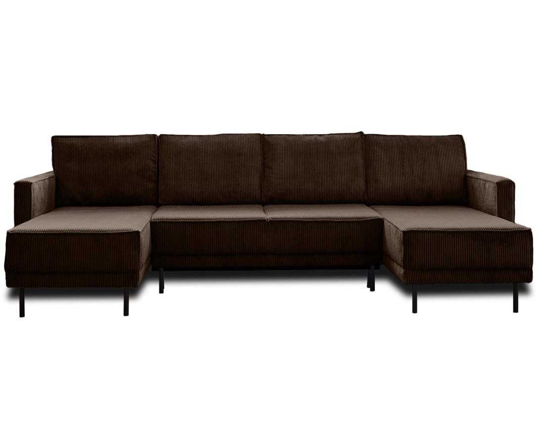Canapé panoramique convertible avec coffre en velours côtelé 7 places Charlie