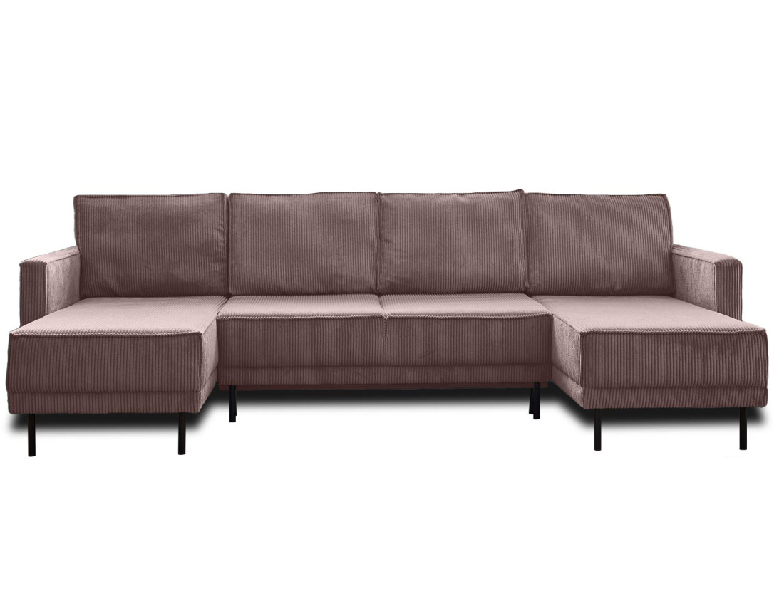 Canapé panoramique convertible avec coffre en velours côtelé 7 places Charlie