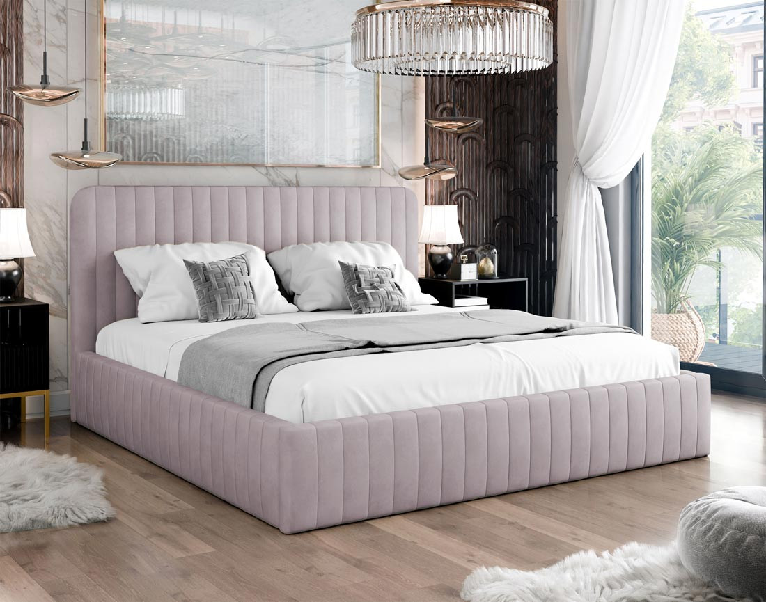 Lit coffre 160x200 cm sommier inclus en velours Stuart