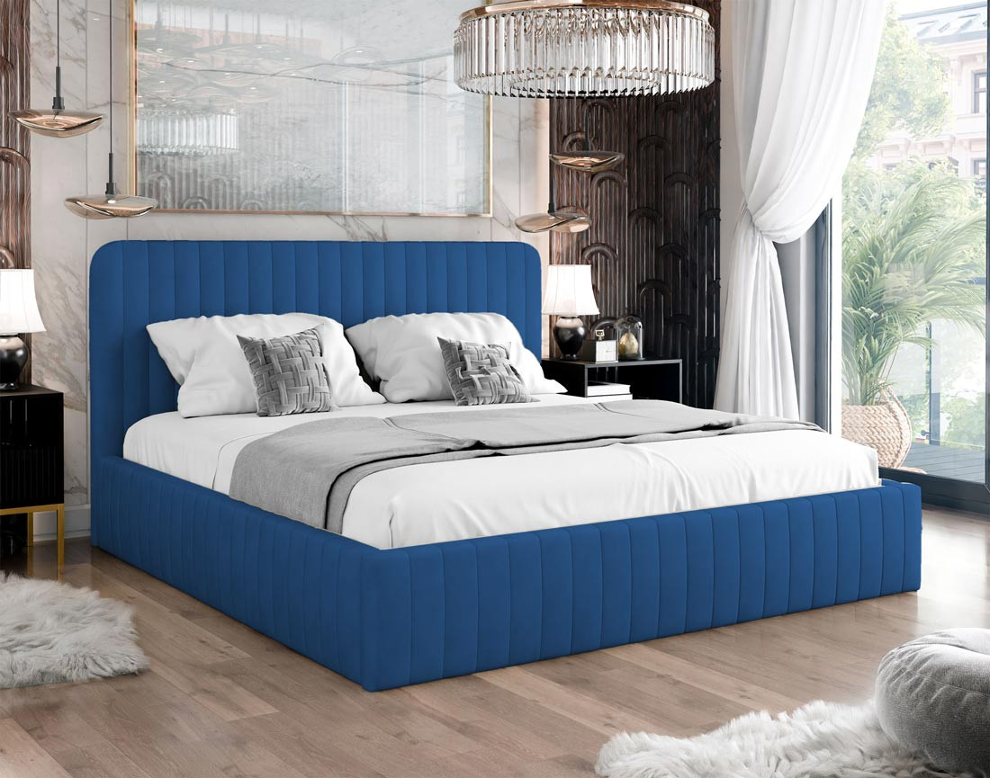 Lit coffre 180x200 cm sommier inclus en velours Stuart