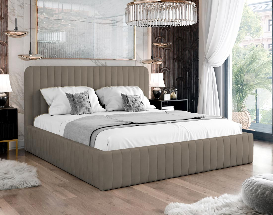 Lit coffre 180x200 cm sommier inclus en velours Stuart
