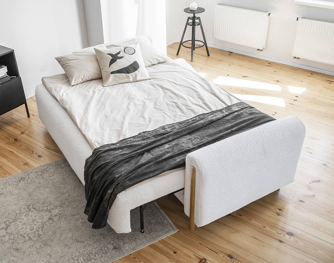 Canapé 3 places convertible avec coffre en tissu bouclette Glendale