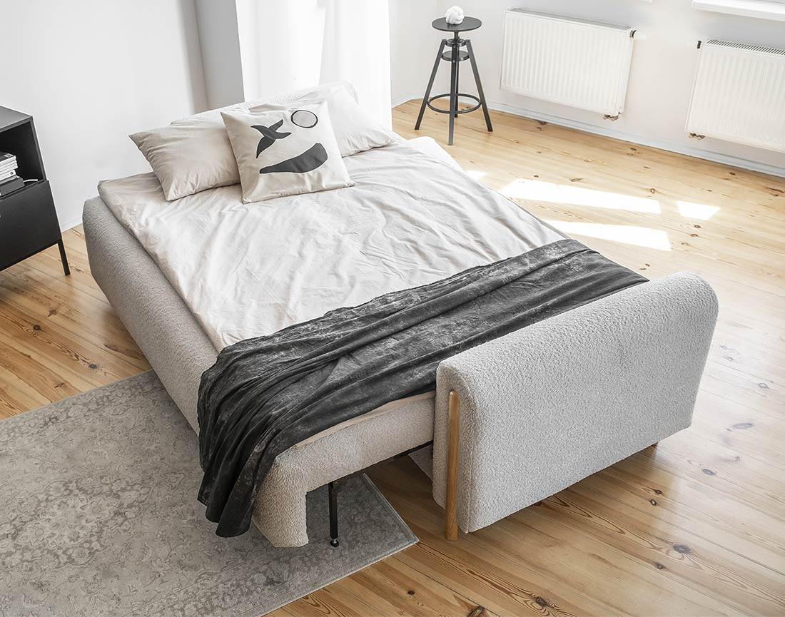 Canapé 3 places convertible avec coffre en tissu bouclette Glendale