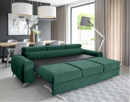 Canapé droit 3 places convertible en velours Talisay