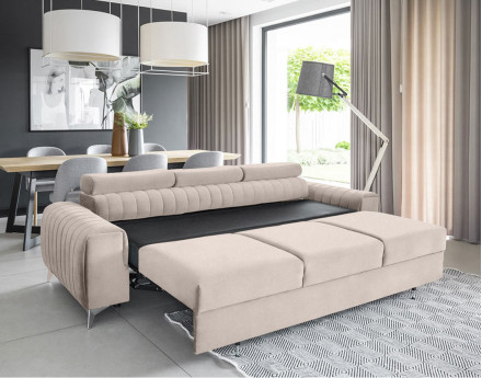 Canapé droit 3 places convertible en velours Talisay