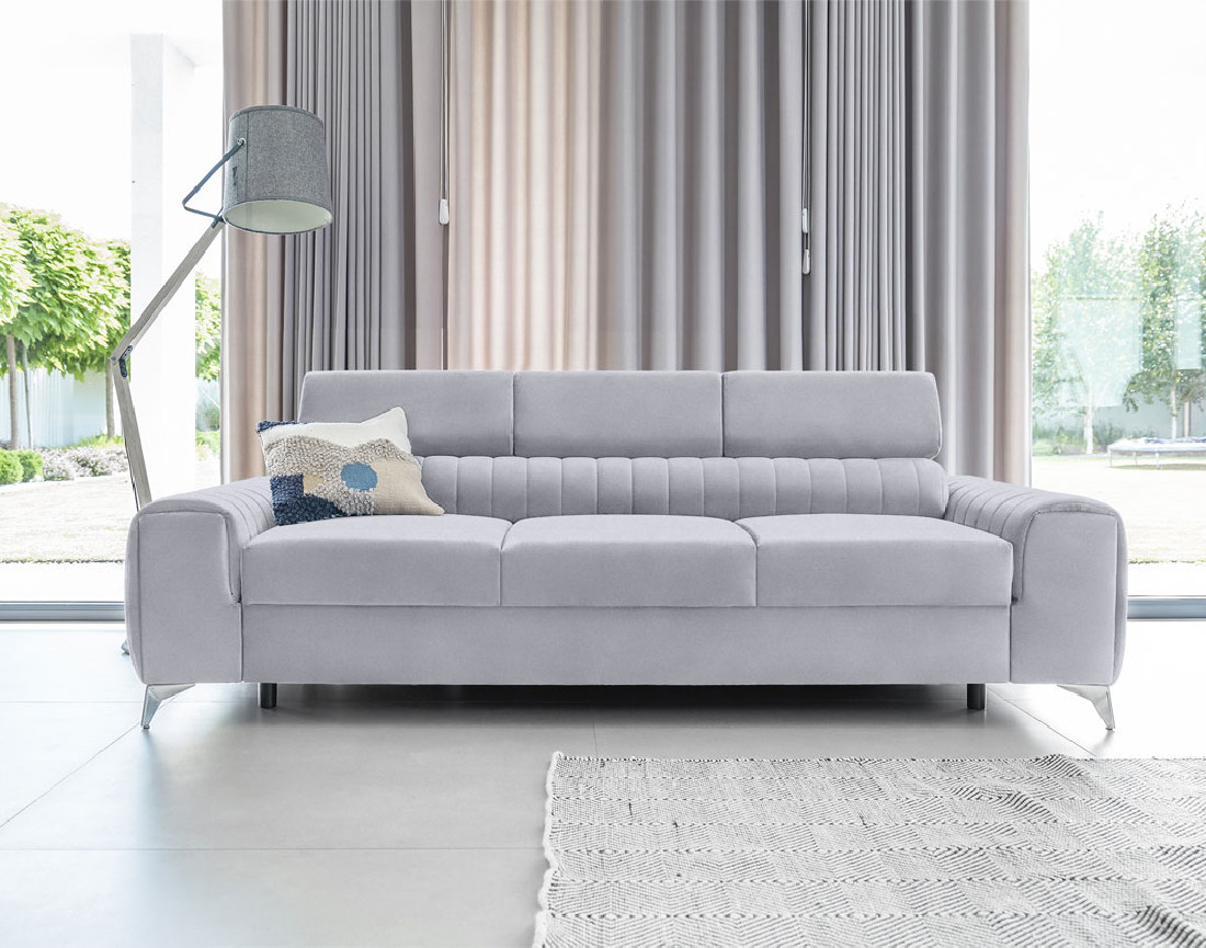 Canapé droit 3 places convertible en velours Talisay