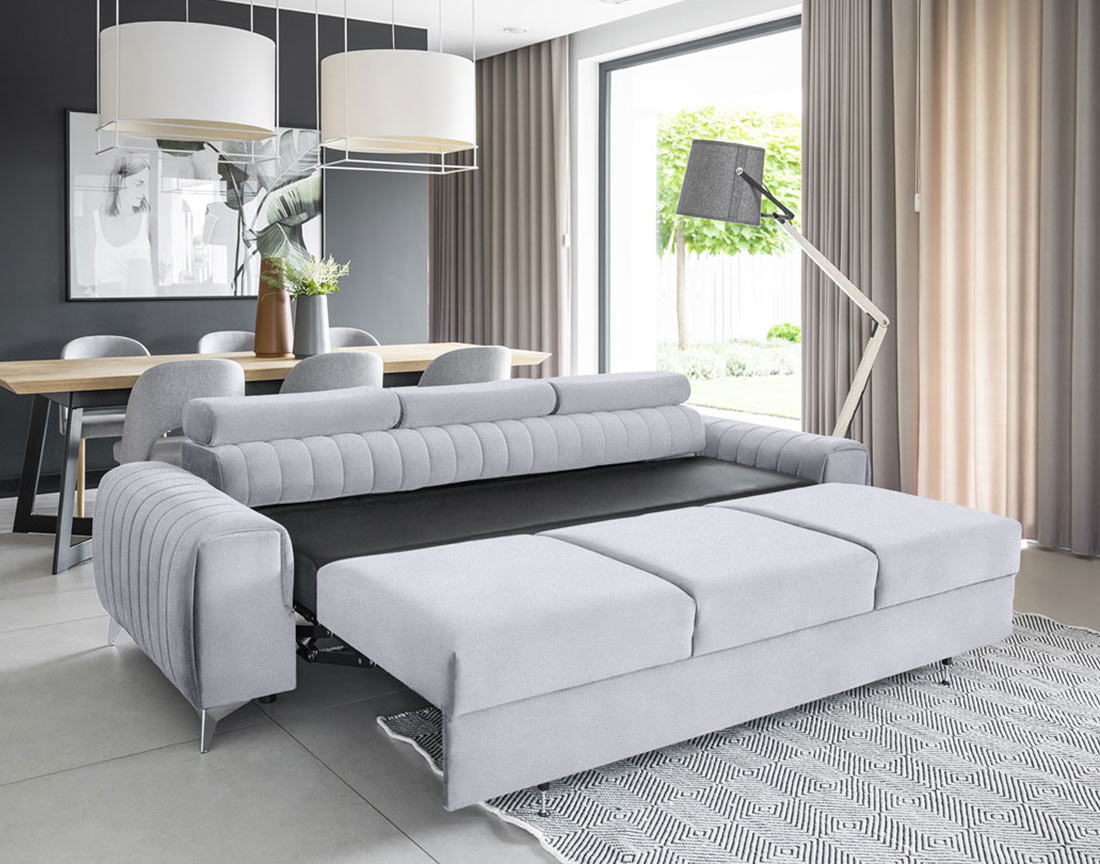 Canapé droit 3 places convertible en velours Talisay