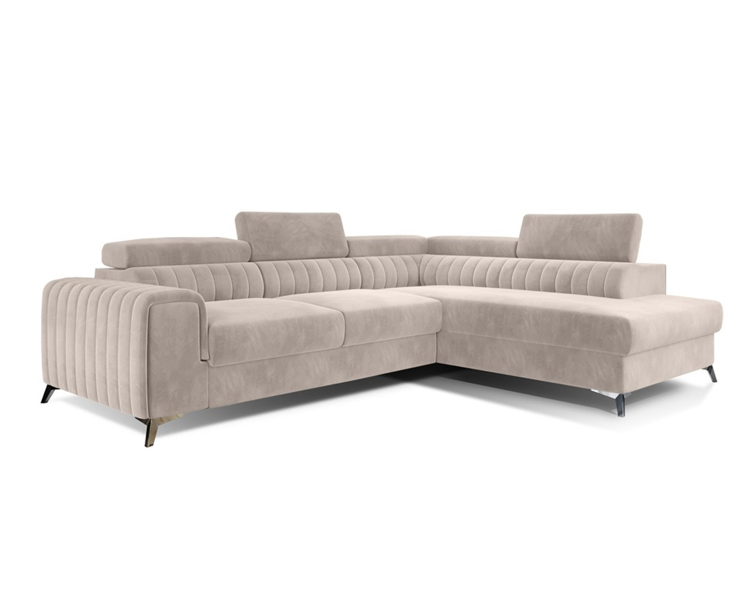 Canapé d'angle droit 5 places convertible avec coffre en velours Talisay