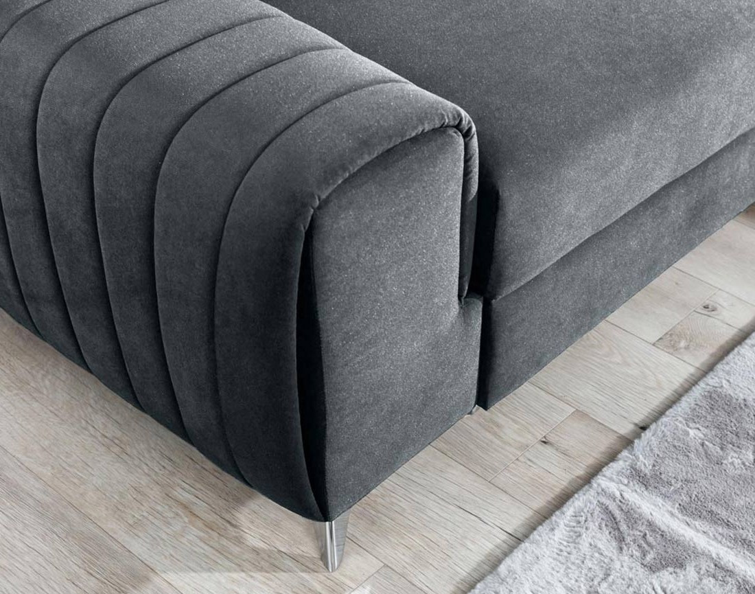 Canapé d'angle droit 5 places convertible avec coffre en velours Talisay