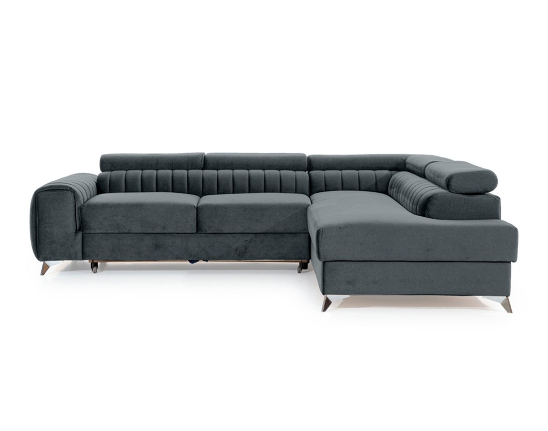 Canapé d'angle droit 5 places convertible avec coffre en velours Talisay