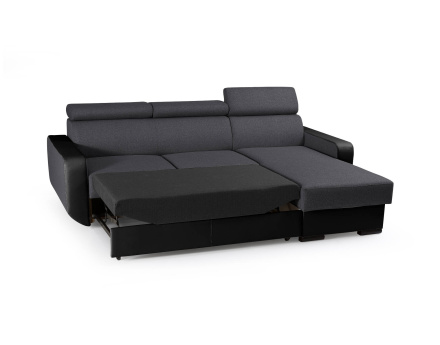Canapé d'angle réversible 4 places convertible avec têtieres et coffre Dustin