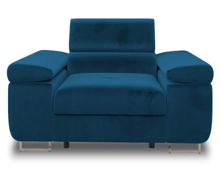 Fauteuil avec têtière ajustable en velours Pablo