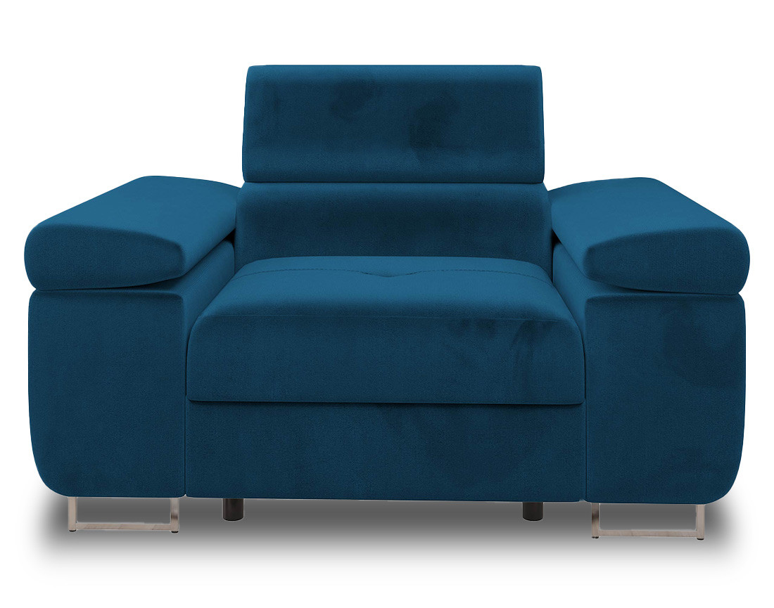 Fauteuil avec têtière ajustable en velours Pablo