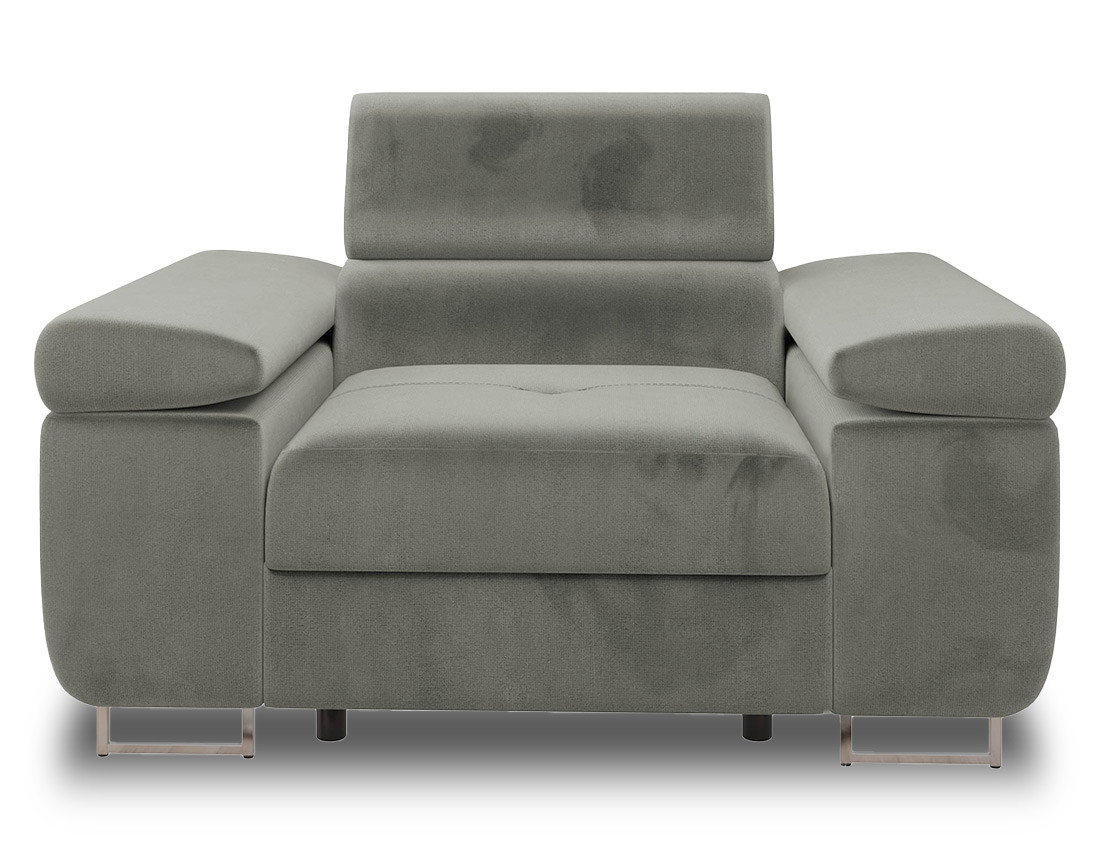 Fauteuil avec têtière ajustable en velours Pablo