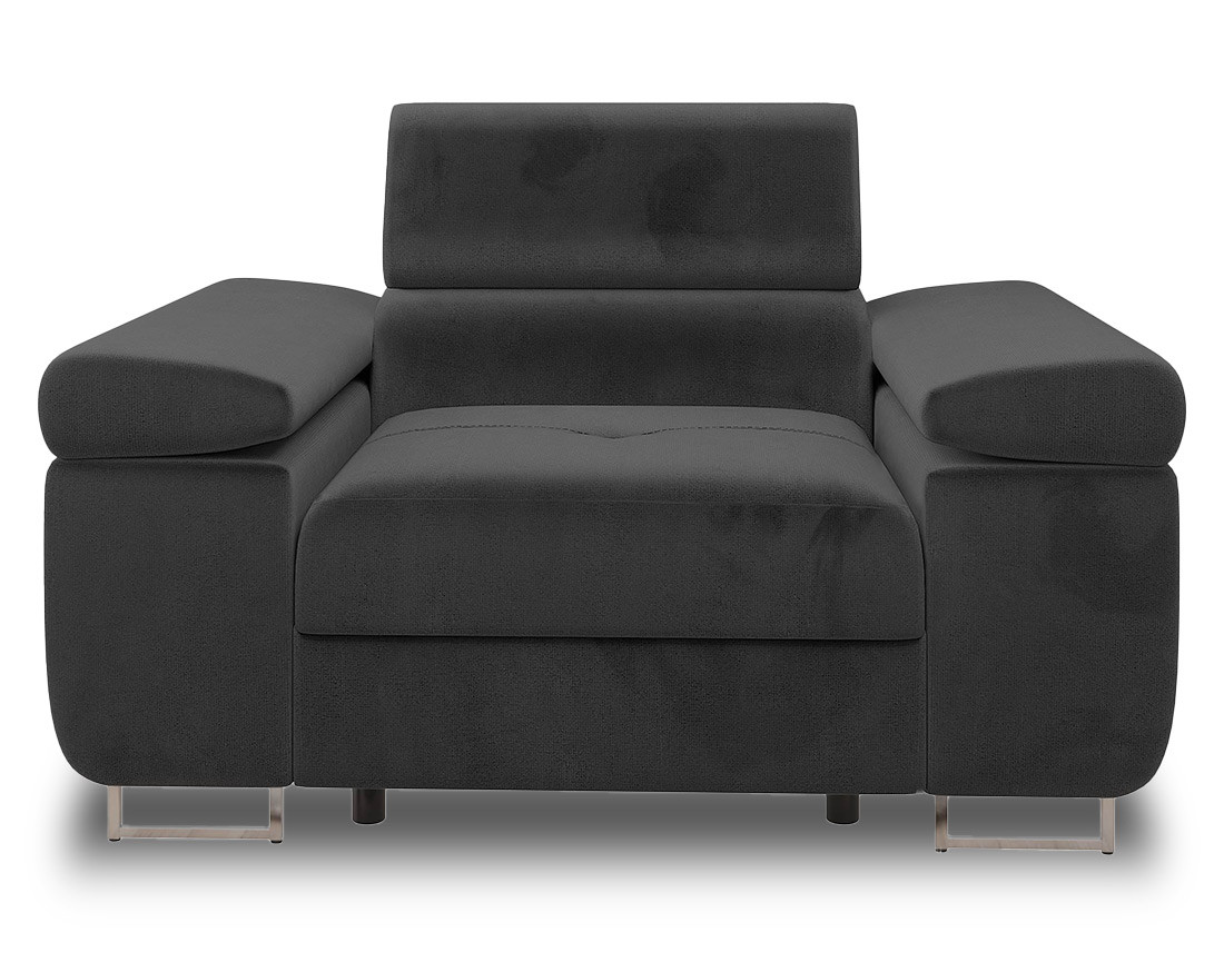 Fauteuil avec têtière ajustable en velours Pablo