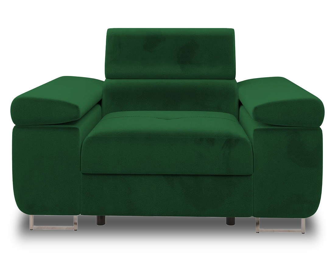 Fauteuil avec têtière ajustable en velours Pablo