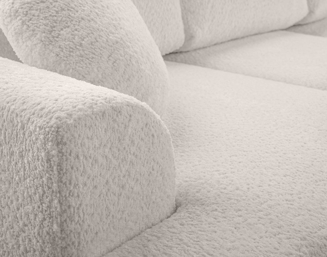 Canapé d'angle droit 4 places convertible en tissu bouclette Candela