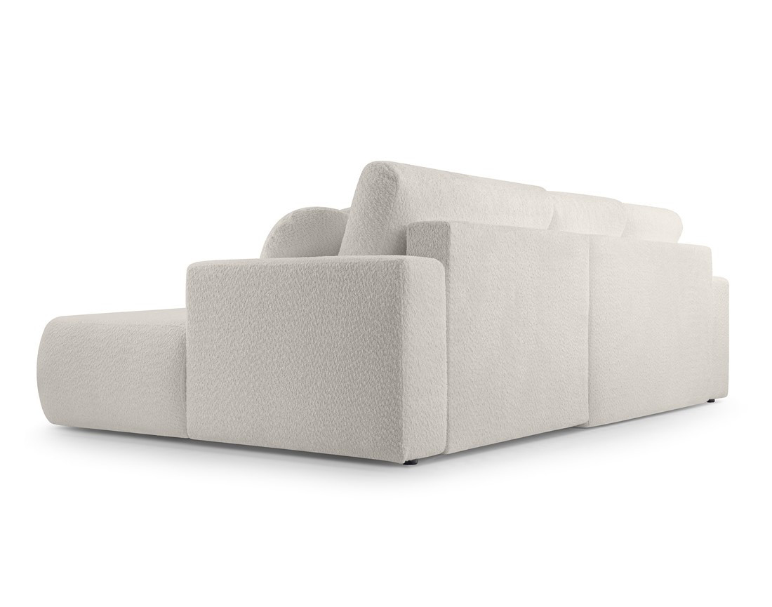 Canapé d'angle droit 4 places convertible en tissu bouclette Candela