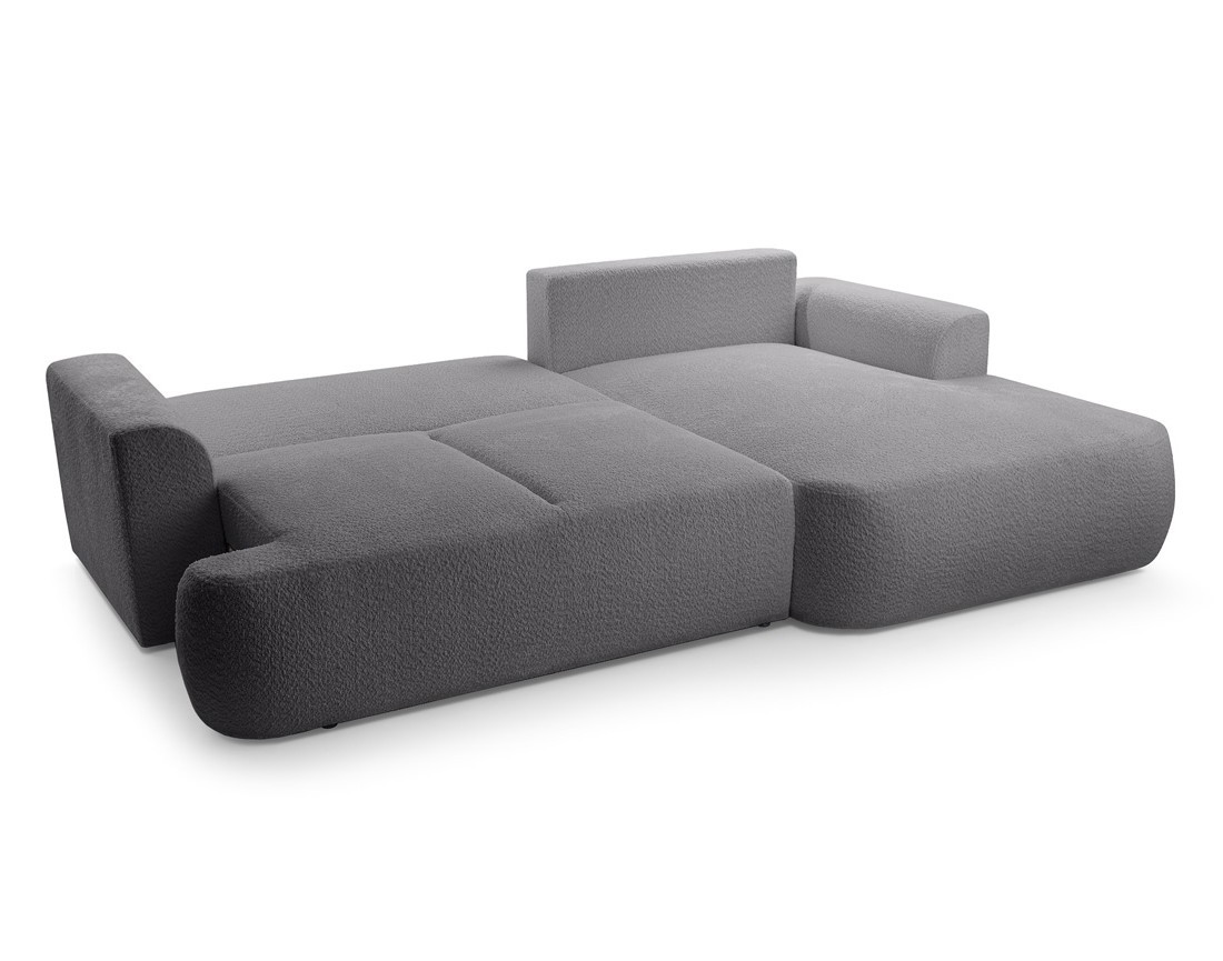 Canapé d'angle droit 4 places convertible en tissu bouclette Candela