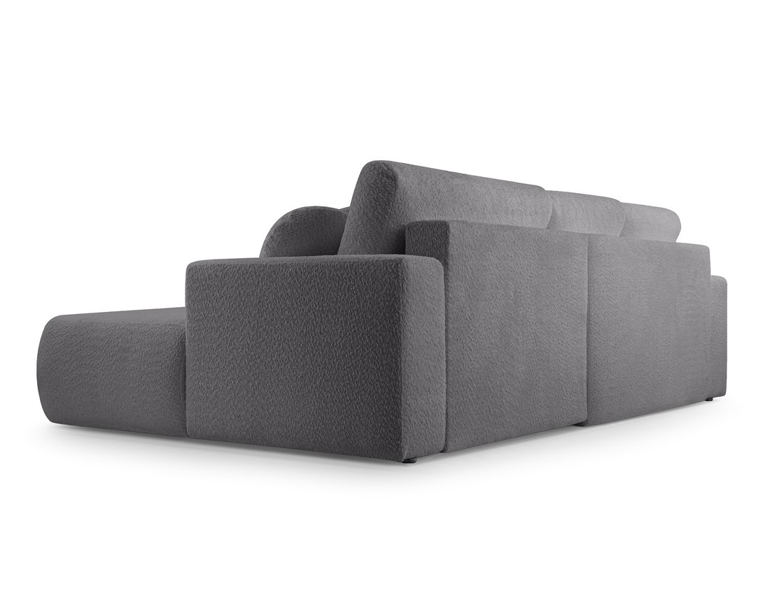 Canapé d'angle droit 4 places convertible en tissu bouclette Candela