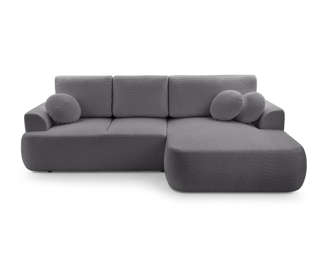 Canapé d'angle droit 4 places convertible en tissu bouclette Candela