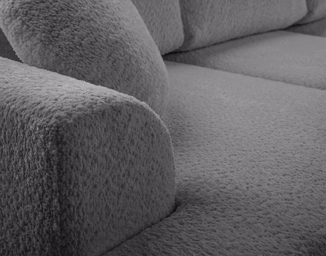 Canapé d'angle droit 4 places convertible en tissu bouclette Candela