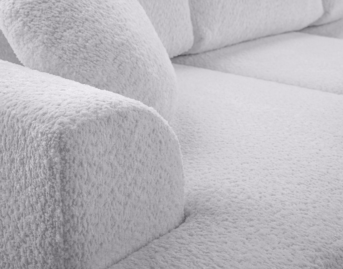 Canapé d'angle droit 4 places convertible en tissu bouclette Candela