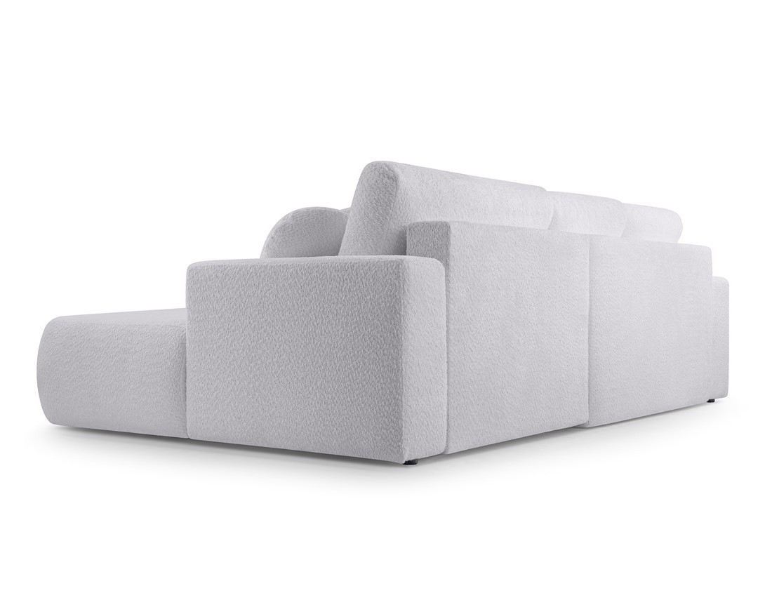 Canapé d'angle droit 4 places convertible en tissu bouclette Candela