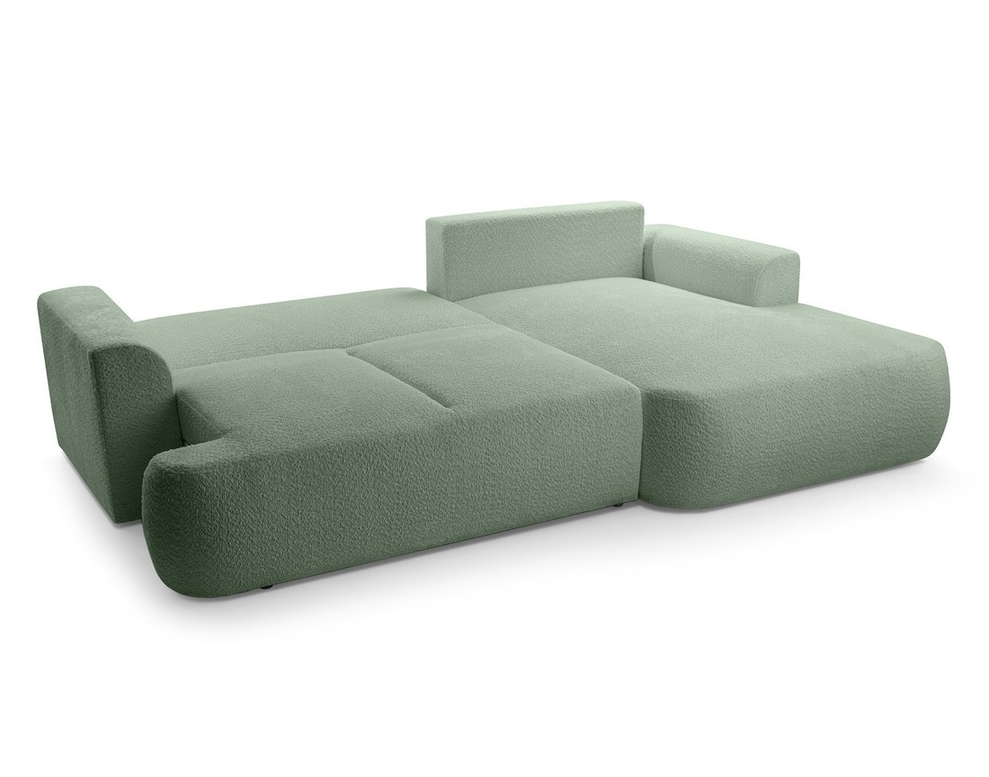 Canapé d'angle droit 4 places convertible en tissu bouclette Candela