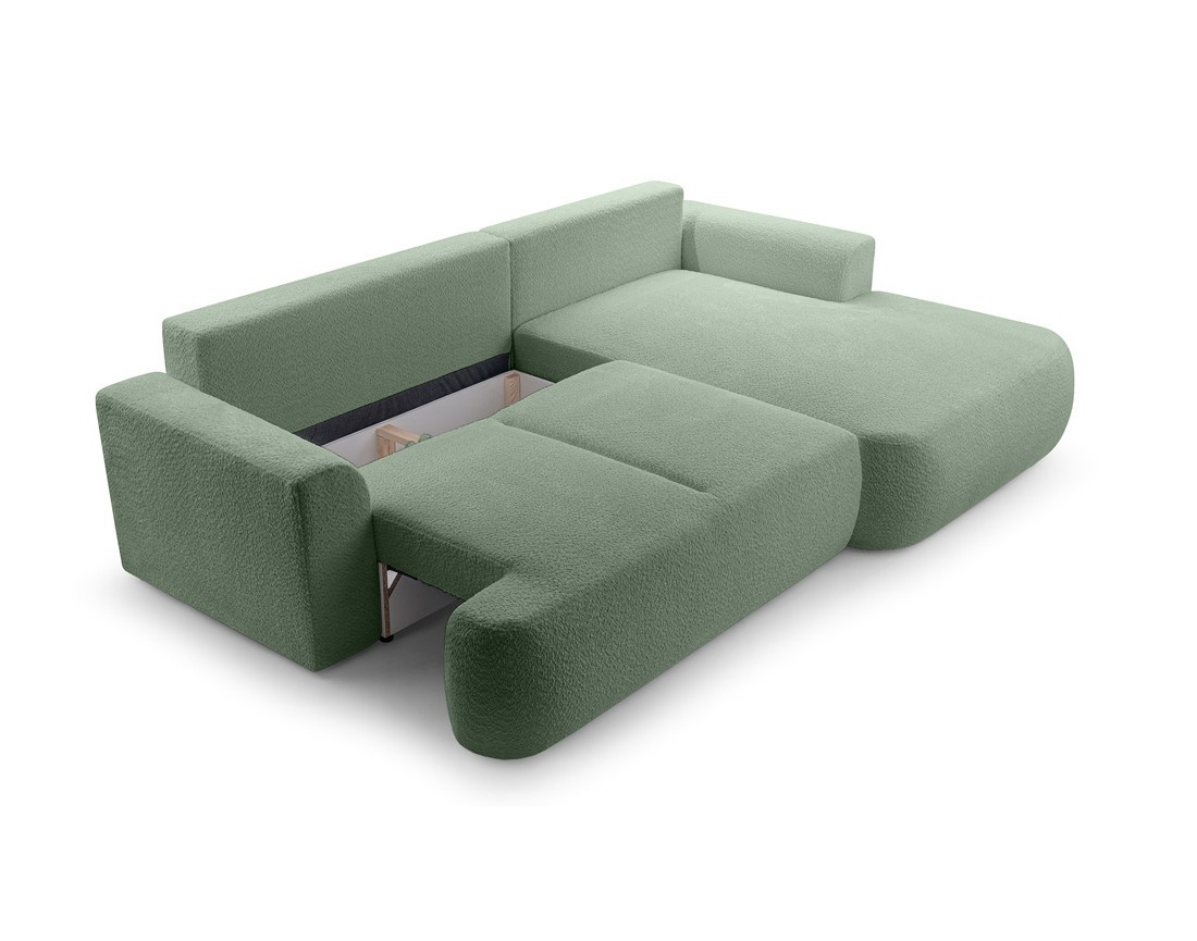 Canapé d'angle droit 4 places convertible en tissu bouclette Candela