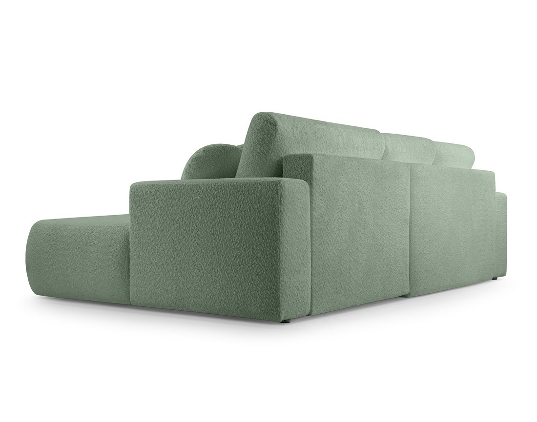Canapé d'angle droit 4 places convertible en tissu bouclette Candela