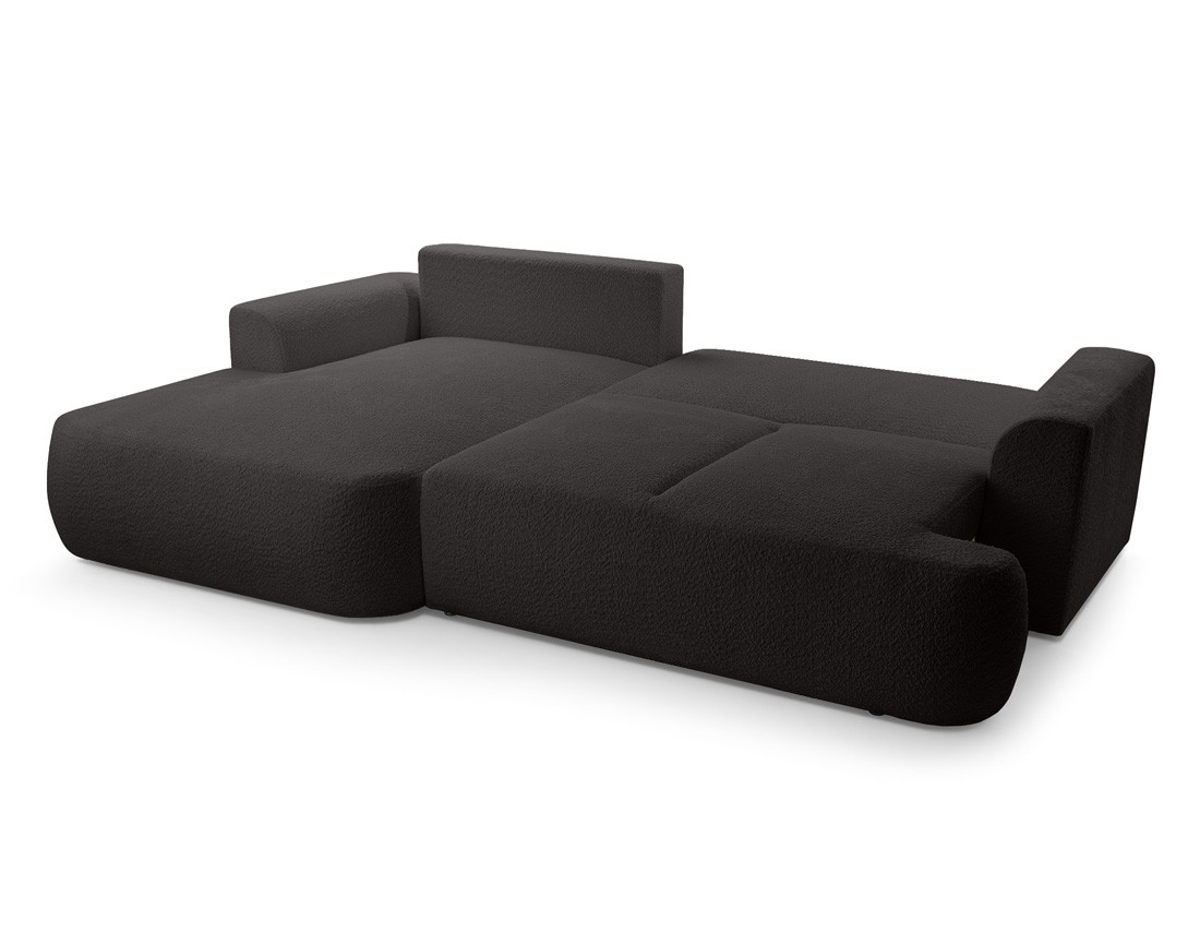 Canapé d'angle gauche 4 places convertible en tissu bouclette Candela