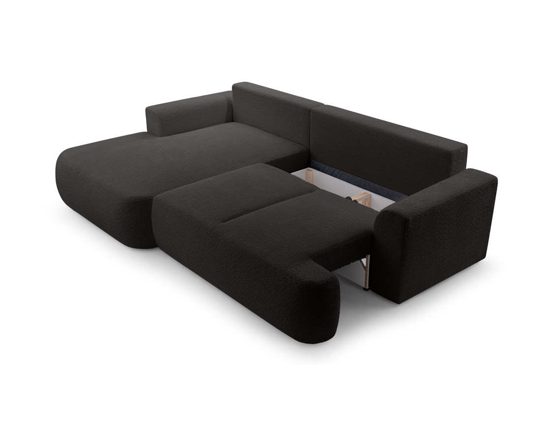 Canapé d'angle gauche 4 places convertible en tissu bouclette Candela