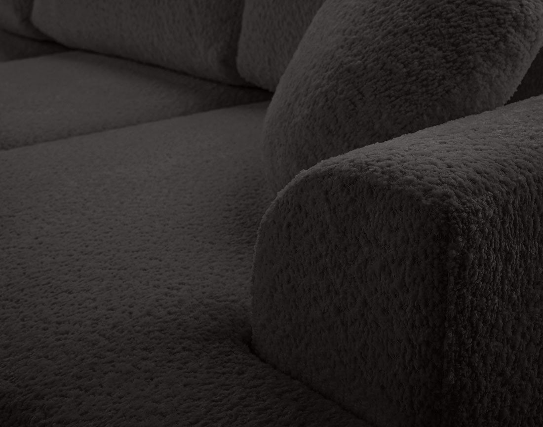 Canapé d'angle gauche 4 places convertible en tissu bouclette Candela