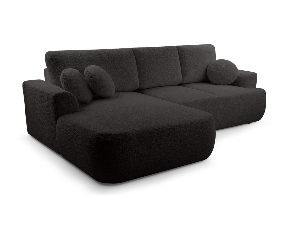 Canapé d'angle gauche 4 places convertible en tissu bouclette Candela