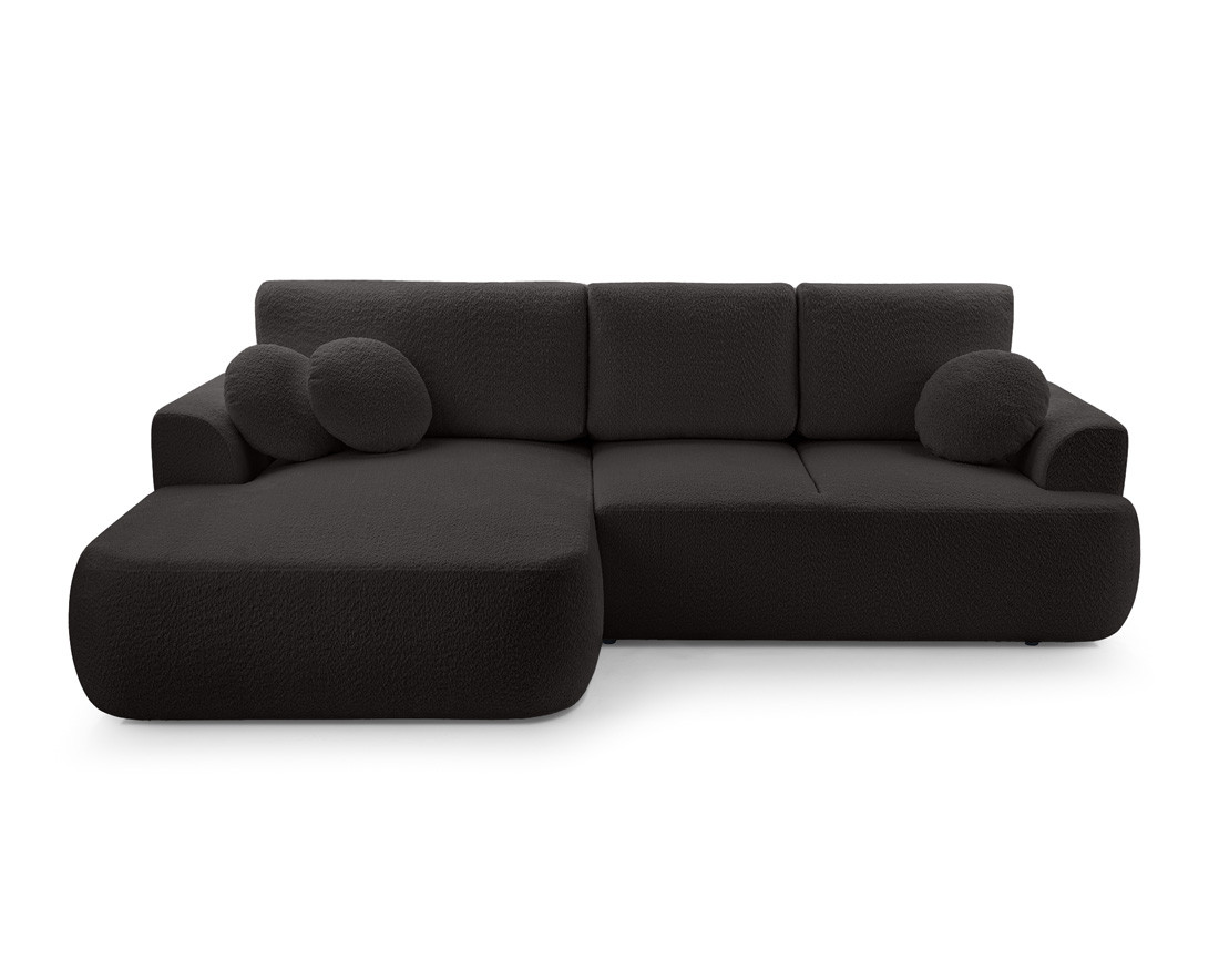 Canapé d'angle gauche 4 places convertible en tissu bouclette Candela