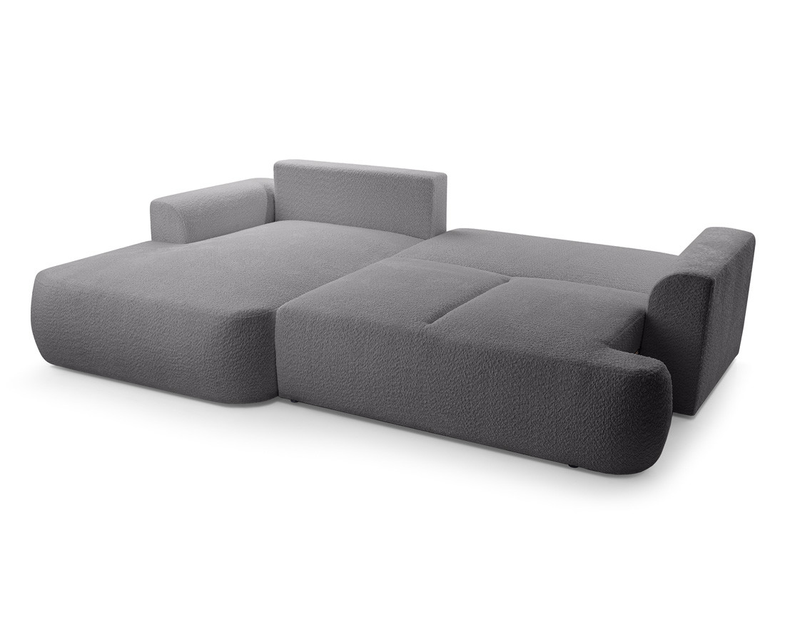 Canapé d'angle gauche 4 places convertible en tissu bouclette Candela