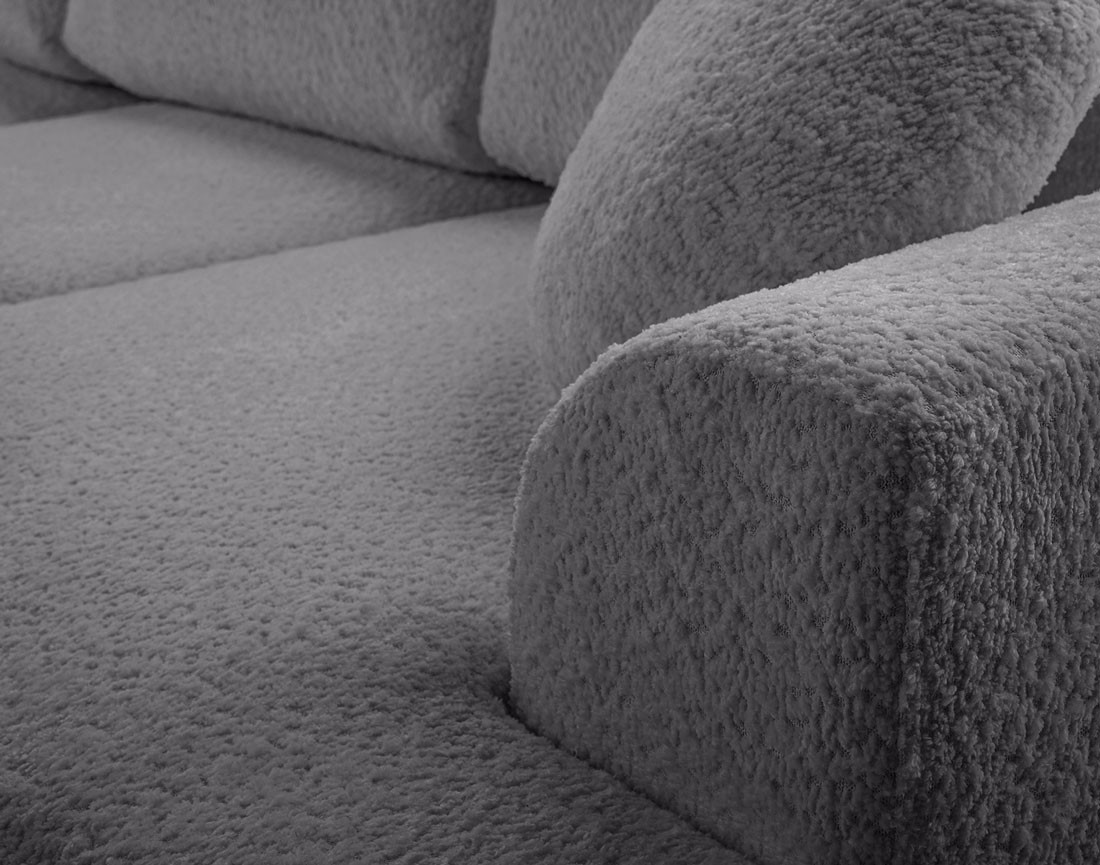 Canapé d'angle gauche 4 places convertible en tissu bouclette Candela