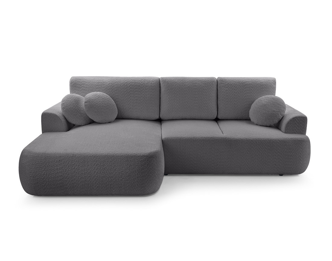 Canapé d'angle gauche 4 places convertible en tissu bouclette Candela